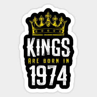 kings are born 1974 birthday quote crown king birthday party gift Sticker